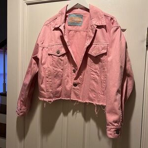 Boyish Light Pink Cropped Jean Jacket